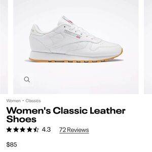 Reebok Women's White Leather Sneakers